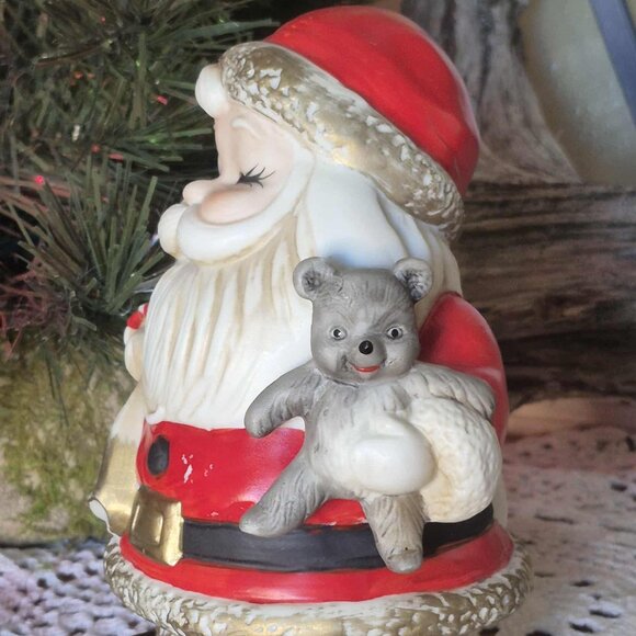 🎄Vintage Porcelain Santa Claus Piggy Bank - 70s Trinket Figurine - Picture 9 of 13